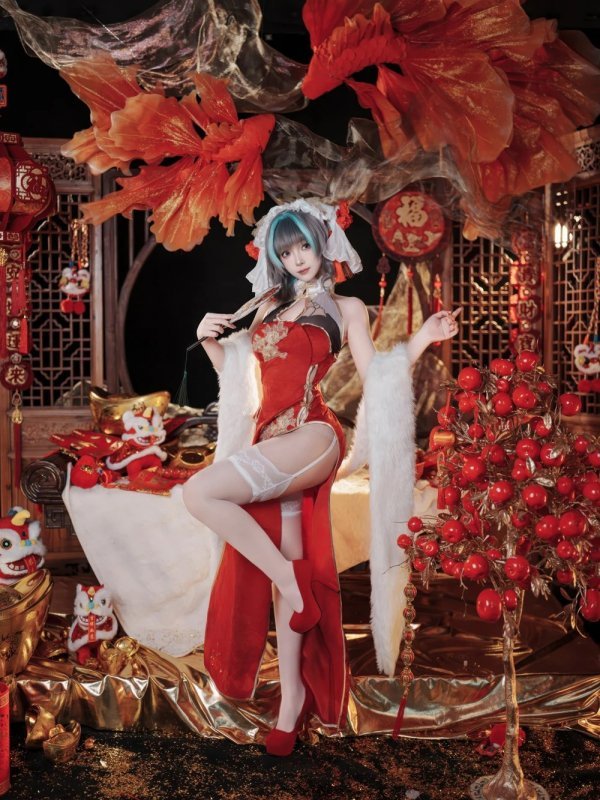Bangni邦尼Cosplay写真：新春柴郡旗袍贺岁特辑